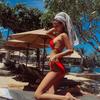 Bikini Sexy de Tres Puntos para Pasarela Vacaciones en la Playa Pecho Pequeño Sexy Color Sólido Dividido Bikini Coreano Traje de Baño Mujeres