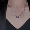 Collar de mariposa de circonita negra con diseño de nicho, ligero, de lujo, exquisito y de alta gama, para mujer, dulce y atractiva, cadena de clavícula personalizada a la moda.