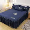 Faldón de Cama Tipo Cubierta de Cama Pieza Única Cubierta Protectora a Prueba de Polvo 1.5m 2m Sábanas Ajustables Cubierta de Cama Antideslizante Algodón