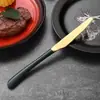 Cuchillo, Tenedor, Cuchara, Cucharilla de Postre, Juego de Cubiertos Moonlight de Acero Inoxidable de Cuatro Piezas, Juego para Filete Estilo Occidental, Pintura Electroplateada, Venta al por Mayor Personalizada