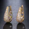 Pendientes Huecos de Alta Gama de Venta Caliente Transfronterizos para Mujer, Pendientes de Aro con Gota de Agua de Circonita de Moda, Pendientes de Estilo de Nicho de Lujo Ligero