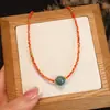 Colar de Pérolas de Água Doce Feminino Material Natural de Sichuan Vermelho do Sul Acessórios de Colar da Moda Design de Jaspe e Cera de Abelha Colar de Alta Qualidade
