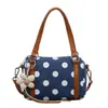 Bolso Boston mini de lunares estilo coreano 2026 con colgante floral, bolso de mano versátil con correa delgada para el hombro, se puede llevar al hombro o cruzado
