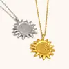 Collar de Diseño Elegante de Nicho Transfronterizo Europeo y Americano Acero Inoxidable Chapado en Oro de 18K Colgante de Huella Dactilar Sol Collar de Alta Gama para Mujer