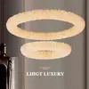 Lustre de Cristal Leve Estilo Francês, Luminária Moderna de Sala de Jantar de Luxo Leve Estilo Italiano, Luminária Atmosférica para Quarto, Luminária Circular com um Toque de Sofisticação de Designer