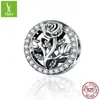 Design Original Yinziyun Flor Rosa Prata Esterlina 925 Contas Soltas Suprimento de Comércio Exterior Moda Acessórios para Joias DIY Sc1189