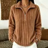 Blusão de pelúcia com zíper parcial e gola alta, casual, de manga longa, quente, para outono e inverno, feminino, transfronteiriço da Amazon Europeia e Americana