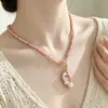 Estilo Férias de Verão Cerâmica Peixe Pequeno Estrela do Mar Borla Pérola Contas de Arroz Fecho OT Colar Versátil Moda Colar de Contas para Mulheres