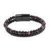 Yunjin nova liga masculina couro corda pedra natural pulseira dupla olho de tigre pedra vulcânica pulseira de contas fabricantes