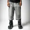 Shorts de Mezclilla Lavados Estilo Retro Americano High Street para Hombres y Mujeres, Rectos de Pierna Ancha, Estilo Vintage, Pantalones Cropped Versátiles Casuales Sueltos