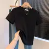 Camiseta de Manga Corta de Algodón Estilo Coreano Espiga 210g 40 Count para Mujer, Hombro Normal, Color Sólido, Corte Delgado, Top Adelgazante, Verano 21