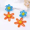 Aretes de Verano Bohemios de Colores Dopamina Trenzados de Lana Envoltorio Exagerado de Margarita Hueca para Pendientes de Vacaciones para Mujeres