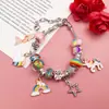 3 Pulseiras Transfronteiriças Kit de Pulseiras DIY Infantil com Contas de Furo Grande, Acessórios Coloridos de Corrente Ossinho de Cobra de Cristal, Caixa de Presente para Joias