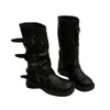 Botas retrô de salto grosso de altura média, botas western cowboy com cano caído, botas de cavaleiro, botas Martin para início de outono, botas femininas estilo francês