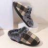 Pantuflas Peludas a Cuadros Transfronterizas, Versátiles de Moda para Invierno, Comodidad en Casa, Antideslizantes de Algodón, Venta al por Mayor, Estilo Navideño