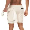 Shorts Esportivos Queimam Músculos Masculino Camada Dupla Combinação de Cores Toalha Pendurada Fitness Corrida Respirável Cor Sólida Calças Amazon