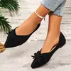 Comercio exterior transfronterizo talla grande otoño 2026 nuevos zapatos planos de punta para mujer, zapatos casuales de moda con lazo, poco profundos