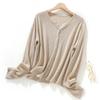 2025 Primavera y Verano Nuevo Suéter de Lana Merino de Seda para Mujer Tops Blusa Cárdigan Tejido Fino Casual Top