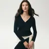 Suave y amigable con la piel, cuello en V cruzado minimalista, 26 estilos de suéter de cachemira para mujer, corte ajustado, que realza la figura, jersey de punto como capa base