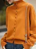 Cardigan de Punto de Cuello Alto Medio Estilo Old Money Suéter Chaqueta Gris para Mujer 2025 Nuevo Francés Elegante Adelgazante Camisa Base