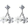 Pendientes de plata s925 con diseño de elfo y flor, con incrustaciones de diamantes, estilo artístico de dos piezas, concha y flor, E6835