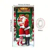 Nova capa de porta verde monstro Grinch transfronteiriça tecido de fundo decoração de atmosfera cortina de porta de Natal pano para pendurar bandeira de capa de porta