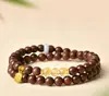 Pulseira de Sândalo Dourado Estilo Montanha Putuo para Homens e Mulheres, Contas da Fortuna, Pulseira Colecionável, Contas de Sândalo para Oração