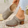2026 Verano Nuevo Comercio Exterior Talla Grande para Mujer Casual Cómodos Punta Cerrada Tacón Grueso Slip-On Tacones Altos Talla Única