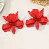 Pendientes Geométricos Plegados con Flor de Laca de Moda Europea y Americana de Talla Grande Adecuados para Streetwear, Fiestas y Diversas Ocasiones para Primavera y Verano