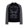 6046 High Street Estilo de Rua Americano Unissex Color-Block Listrado Design Retrô Tendência Chinesa Masculina Camiseta de Manga Longa com Gola Henry