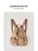 Bolsa feminina 2023 outono e inverno Nova Coreia do Sul nicho estilo ins mochila leve com cordão plissada mochila estilo preppy