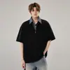 Camisa Polo Manga Curta com Gola Masculina Marca Tendência Verão Camiseta Estilo Coreano Solta Moda 2026 Camiseta Versátil Top Casual