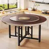 Mesa de Comedor de Madera Maciza para 10 Personas, Engrosada, Mesa Redonda Grande para Uso Doméstico, Restaurante, Hotel, Uso Comercial, con Plato Giratorio, Mesa Redonda de Comedor