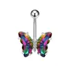 Comercio Electrónico Transfronterizo Europeo y Americano Más Vendido Mariposa Clavo de Ombligo Incrustado con Circonita Anillo de Ombligo Acero Inoxidable Joyería para Piercing Fabricante Mayorista