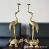 Suporte de Vela Tartaruga Dragão Garça Todo em Cobre Suporte de Vela de Latão Enfeites Tartaruga Garça Suporte para Velas Longas Par de Ensinamentos de Buda para Casa