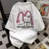 Camiseta de Manga Curta com Estampa de Gato Kt Estilo Doce e Fofo para Mulheres Verão 2025 Casual Solta e Versátil Design Top