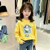Camiseta elegante de outono para meninas, blusa básica infantil da moda de manga comprida, top novo de algodão puro para meninas para primavera e outono de 2026