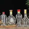 Garrafa de Vidro Transparente Espessada para Bebidas Alcoólicas Atacado Pacote 0,5kg 500ml Garrafa Selada para Bebidas Alcoólicas Caseiras Garrafa de Vinho com Bolhas