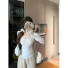 Processamento OEM design elegante e suave de cor clara top de malha de manga comprida para afinar a cintura estilo coreano
