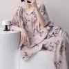 Nuevo Estilo Primavera y Verano 2026 Conjunto de Ropa para el Hogar de Manga Media, Pijama de Alta Gama, Pijama de Algodón y Seda para Mujer, Se Puede Usar Afuera