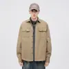 Ropa para Hombre Fengshe / Nueva Chaqueta con Cuello Solapa Otoño-Invierno Camisa de Trabajo de Algodón Puro Estilo Japonés Tendencia Camisa de Manga Larga para Hombre