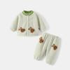 Pijama Infantil de Cashmere Nuvem Outono e Inverno Roupas de Casa para Meninos Meninas Bebê Forrado com Fleece Espessado Quente Conjunto Dividido