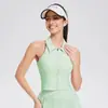 Cuello Solapa Cremallera Antishock Integrado Chaleco de Yoga Anticaída Ropa de Tenis Verano Fitness Sujetador Deportivo Sin Mangas