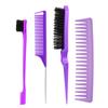 Peine de Estilismo Juego de Cuatro Piezas Peine para Rayar el Cabello de Cerdas de Cerdo Peine de Dientes Anchos Peine de Cola Puntiaguda Cepillo Doble para Cejas Herramientas de Peluquería