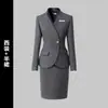 Traje Gris de Negocios para Mujer Traje de Alta Gama Cintura Temperamento Departamento de Ventas Ropa de Trabajo Joyería Hotel Ropa de Trabajo