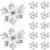 14.5cm Nuevas Decoraciones Navideñas Flor de Polvo Dorado Guirnalda de Ratán Flor para Puerta y Ventana Fabricante de Flores de Navidad Venta al por Mayor