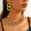 Collar de Nuevo Producto Transfronterizo Hip-Hop Amazon Popular Europeo y Americano Conjunto Combinado de Pulsera y Collar Exagerados Collar Hip-Hop