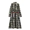 ZA Ropa de Mujer de Comercio Exterior Transfronterizo Europa AliExpress Venta Caliente Estilo Retro Manga Larga Estampado Cinturón Vestido Camisa