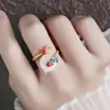 Elegante Cloisonne Xiangyun Anel de Jade Branco com Pedra de Pinho Vermelho Retro Azul Queimado Xiangyun Anel de Jade Hetian Estilo Nacional Chinês