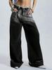 Jeans Retro Americanos con Cintura Cepillada y Degradado, Diseño Versátil y Moderno, Pantalones Rectos de Pierna Ancha para Mujer